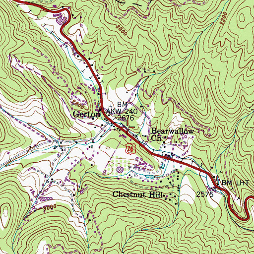 Topographic Map of Gerton Post Office, NC