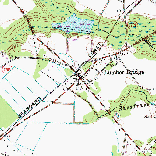 Topographic Map of Lumber Bridge Post Office, NC