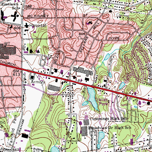 Topographic Map of North Burlington Post Office, NC