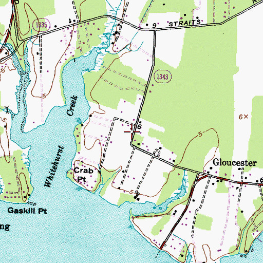 Topographic Map of Gloucester Post Office, NC