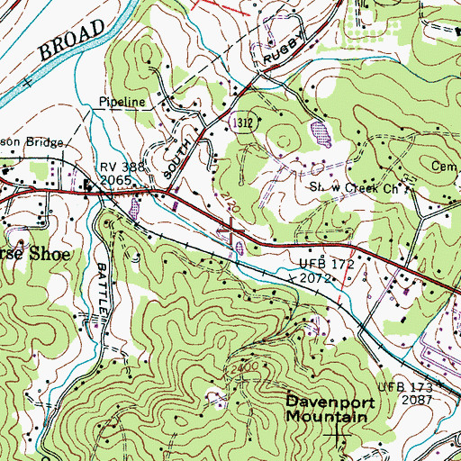 Topographic Map of Horse Shoe Post Office, NC