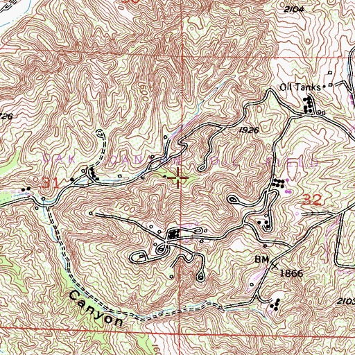 Topographic Map of Oak Canyon Oil Field, CA