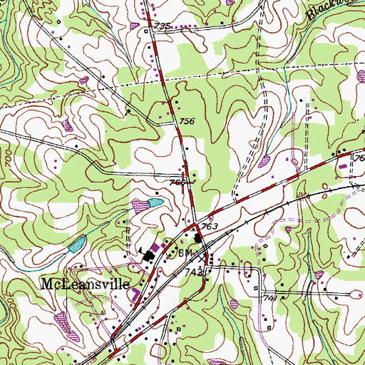 Topographic Map of McLeansville Post Office, NC