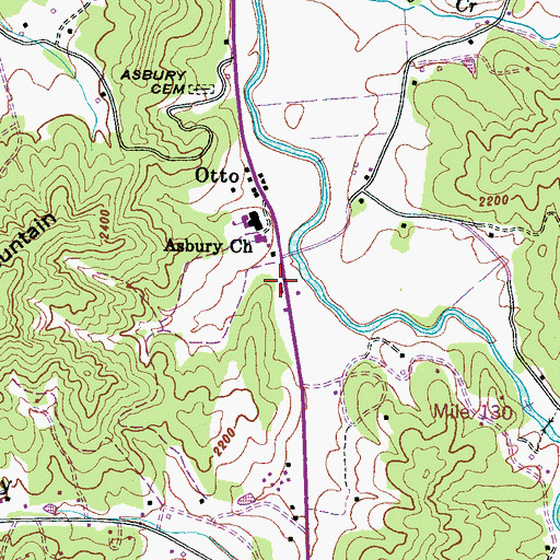 Topographic Map of Otto Post Office, NC