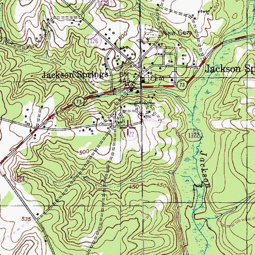 Topographic Map of Jackson Springs Post Office, NC