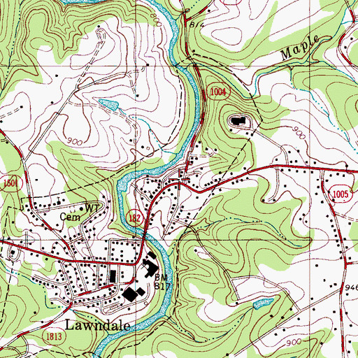 Topographic Map of Lawndale Post Office, NC