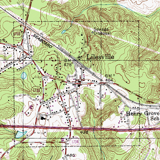 Topographic Map of Lilesville Post Office, NC