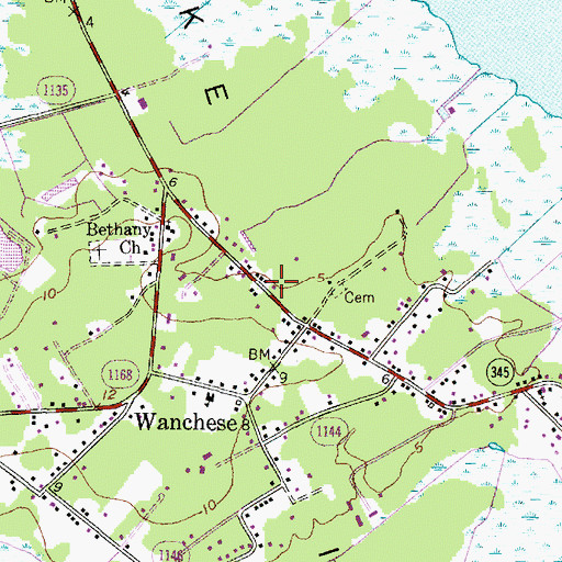 Topographic Map of Wanchese Post Office, NC