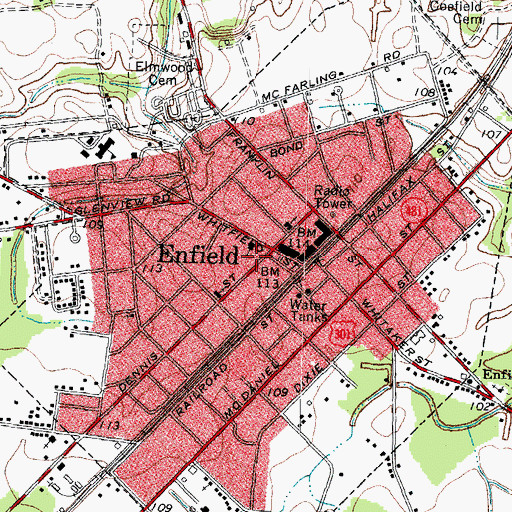 Topographic Map of Enfield Post Office, NC