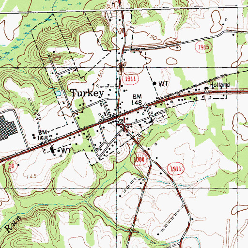 Topographic Map of Turkey Post Office, NC