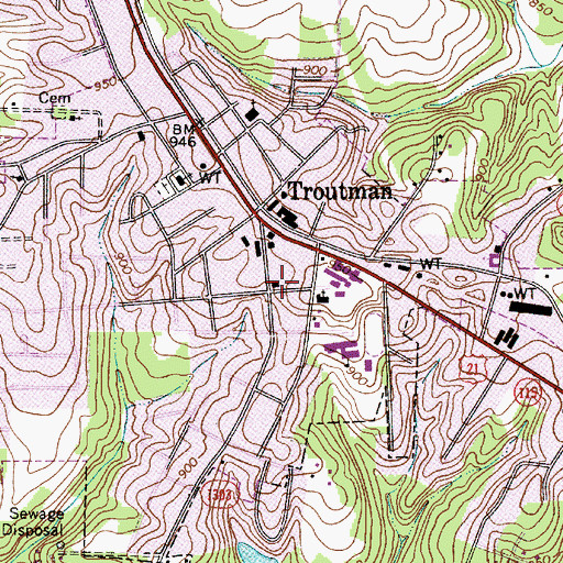Topographic Map of Troutman Post Office, NC