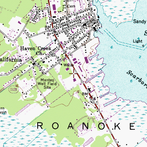 Topographic Map of Manteo Post Office, NC
