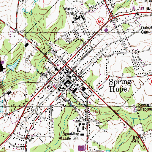 Topographic Map of Spring Hope Post Office, NC