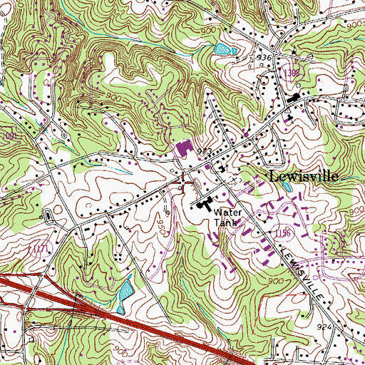 Topographic Map of Lewisville Post Office, NC