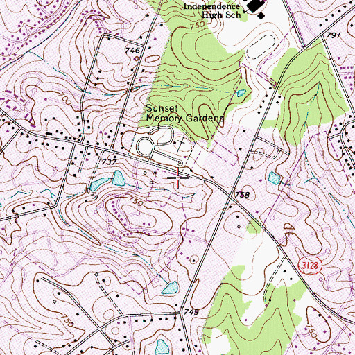 Topographic Map of Mint Hill Post Office, NC