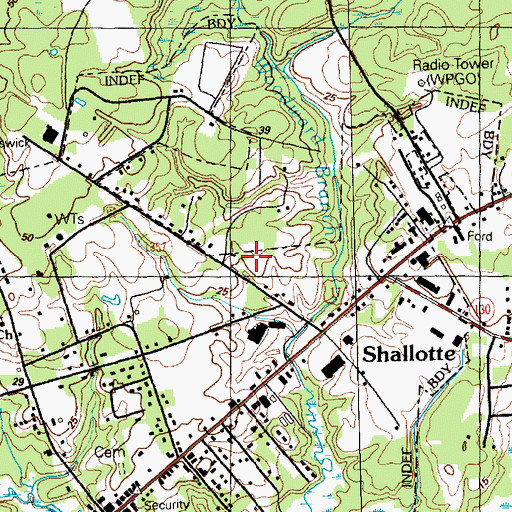 Topographic Map of Shallotte Post Office, NC