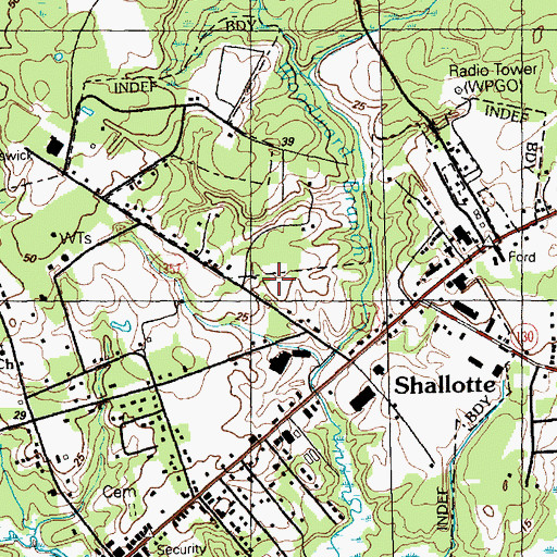Topographic Map of Shallotte Post Office, NC