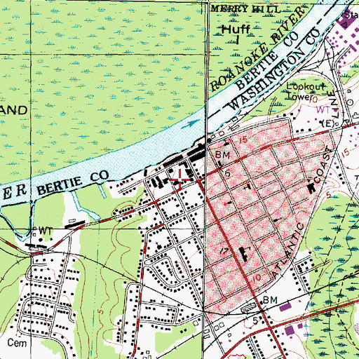 Topographic Map of Plymouth Post Office, NC