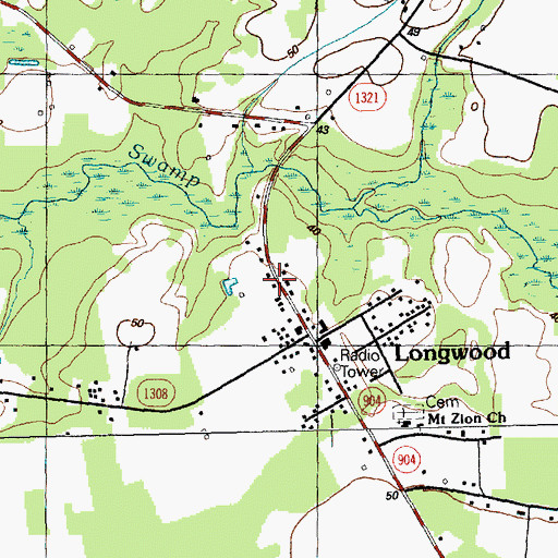 Topographic Map of Longwood Post Office, NC