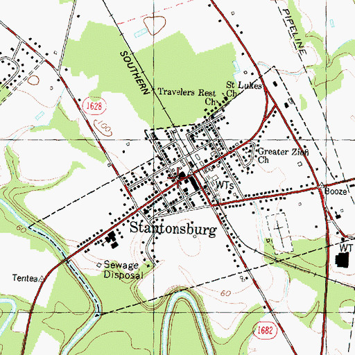 Topographic Map of Stantonsburg Post Office, NC