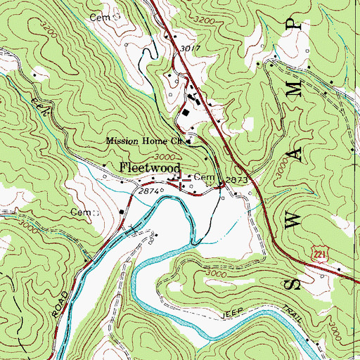 Topographic Map of Fleetwood Post Office, NC