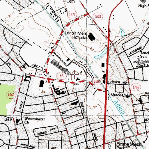 Topographic Map of Plaza Kinston Post Office, NC