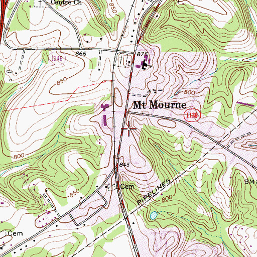 Topographic Map of Mount Mourne Post Office, NC