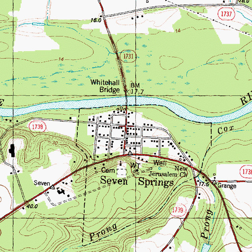 Topographic Map of Seven Springs Post Office, NC