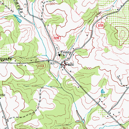 Topographic Map of Vale Post Office, NC