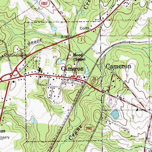 Topographic Map of Cameron Post Office, NC