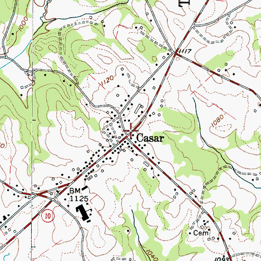 Topographic Map of Casar Post Office, NC