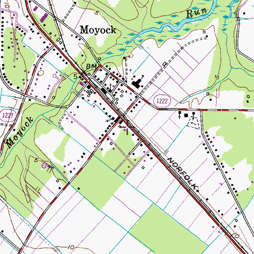 Topographic Map of Moyock Post Office, NC