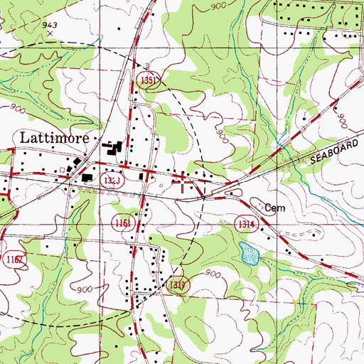 Topographic Map of Lattimore Post Office, NC