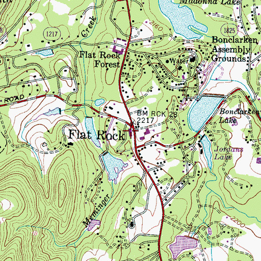 Topographic Map of Flat Rock Post Office, NC