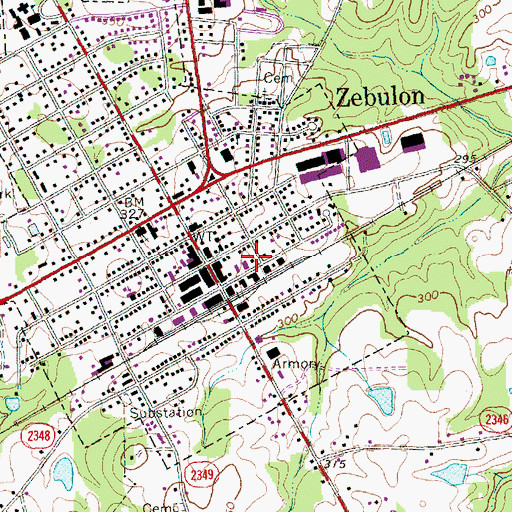 Topographic Map of Zebulon Post Office, NC