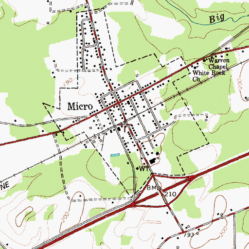 Topographic Map of Micro Post Office, NC