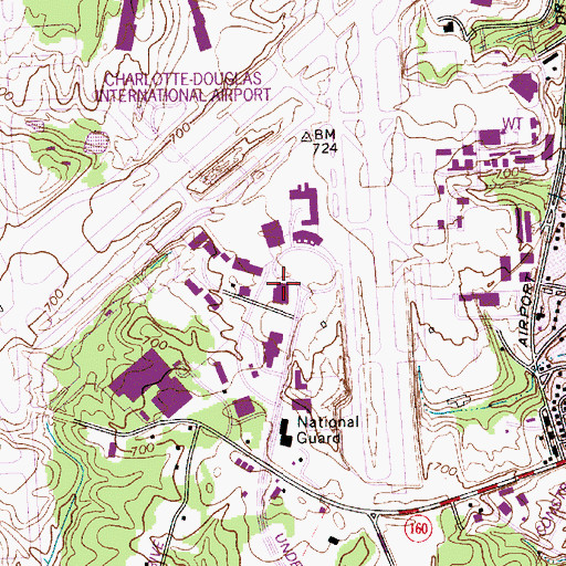 Topographic Map of Airport Post Office, NC