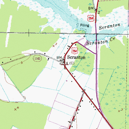 Topographic Map of Scranton Post Office, NC
