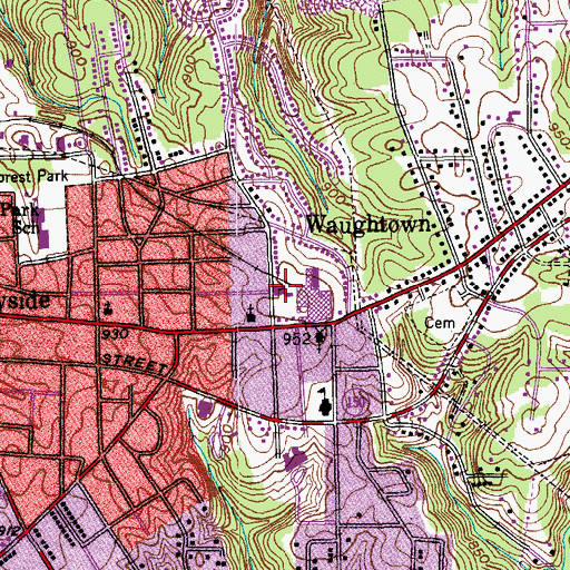 Topographic Map of Waughtown Post Office, NC