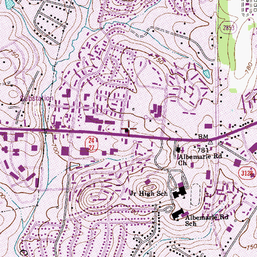 Topographic Map of Idlewild Post Office, NC