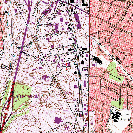 Topographic Map of Minuet Post Office, NC