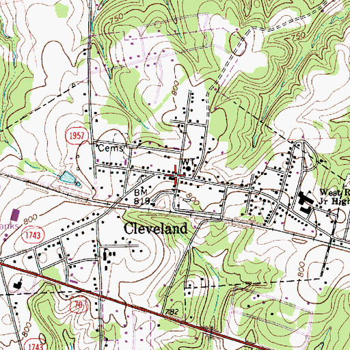 Topographic Map of Cleveland Post Office, NC