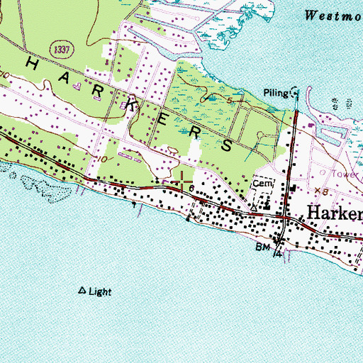 Topographic Map of Harkers Island Post Office, NC