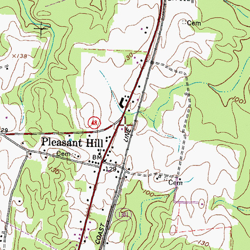 Topographic Map of Pleasant Hill Post Office, NC