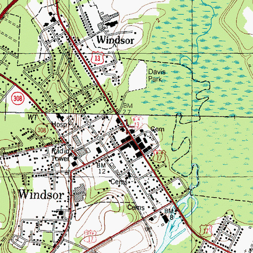 Topographic Map of Windsor Post Office, NC