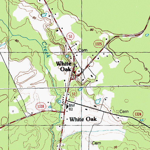 Topographic Map of White Oak Post Office, NC