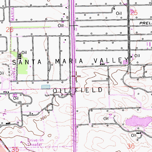 Topographic Map of Santa Maria Valley Oil Field, CA