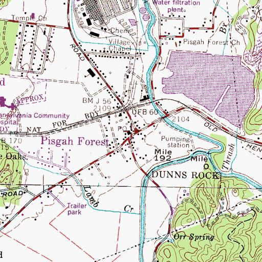 Topographic Map of Pisgah Forest Post Office, NC