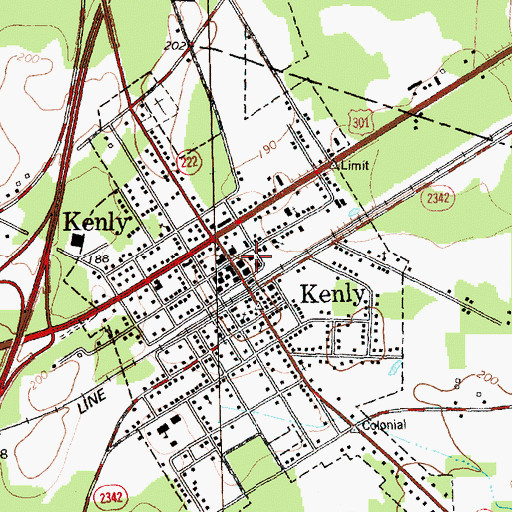 Topographic Map of Kenly Post Office, NC