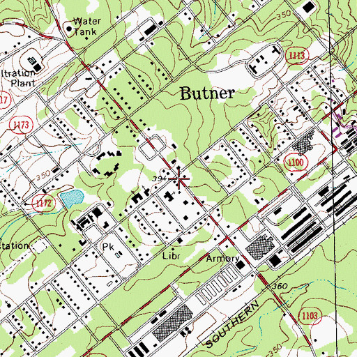 Topographic Map of Butner Post Office, NC